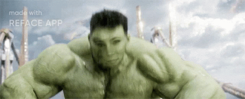 A Hulk Made With Reface App Is Shown In A Blurry Photo GIF