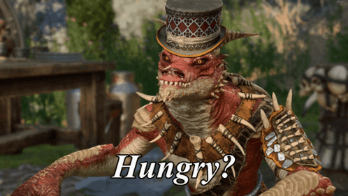 Hungry Monster With Top Hat GIF