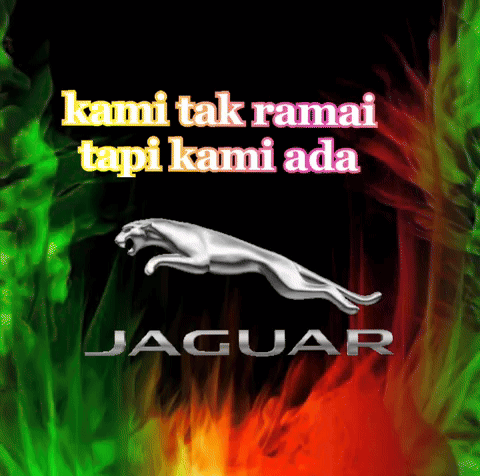 A Jaguar Logo On A Black Background With Flames GIF