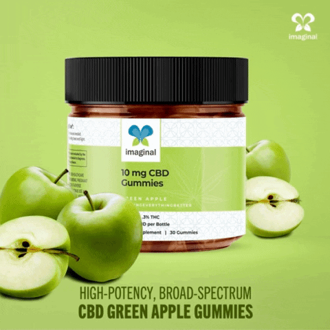 A Jar Of Imaginel 10 Mg Cbd Gummies Green Apple GIF