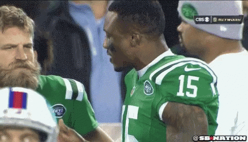 A Jets Player With The Number 15 On His Jersey GIF