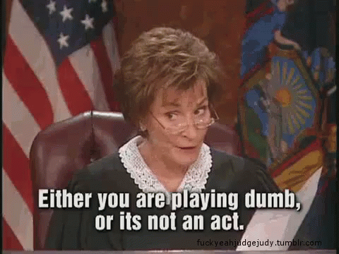 A Judge Sitting In Front Of An American Flag Says Either You Are Playing Dumb Or Its Not An Act . GIF