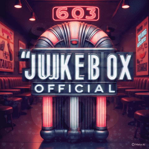 A Jukebox In A Dark Room With A Neon Sign That Says " Jukebox Official " GIF