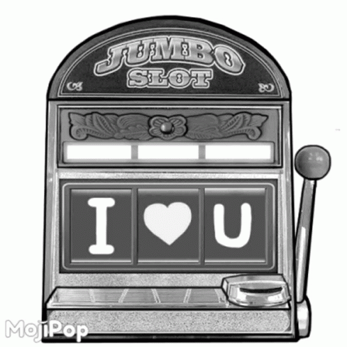 A Jumbo Slot Machine That Says I Love You On It GIF
