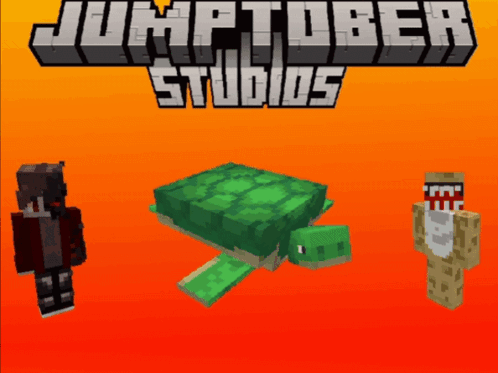 A Jumptuber Studios Advertisement With A Turtle And Two Skins GIF
