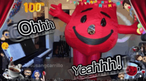 A K-Mart Mascot Says Ohh And Yeahh In Front Of A Piano GIF