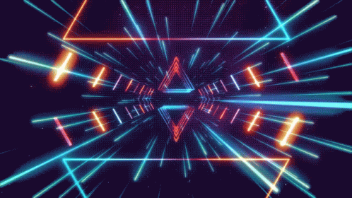 A Kaleidoscope Of Glowing Triangles And Arrows GIF