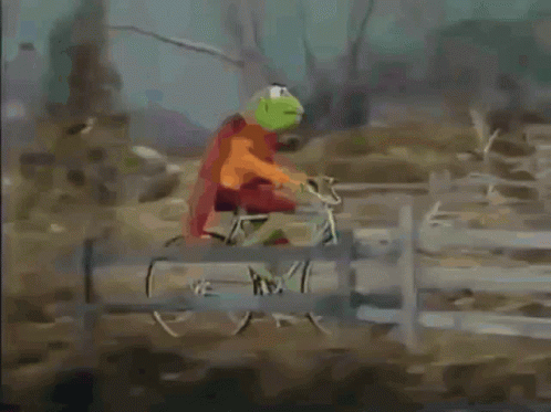 A Kermit The Frog Is Wearing A Red Scarf GIF