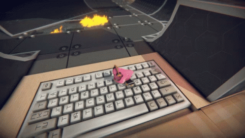 A Keyboard With A Pink Item On It That Says T On It GIF