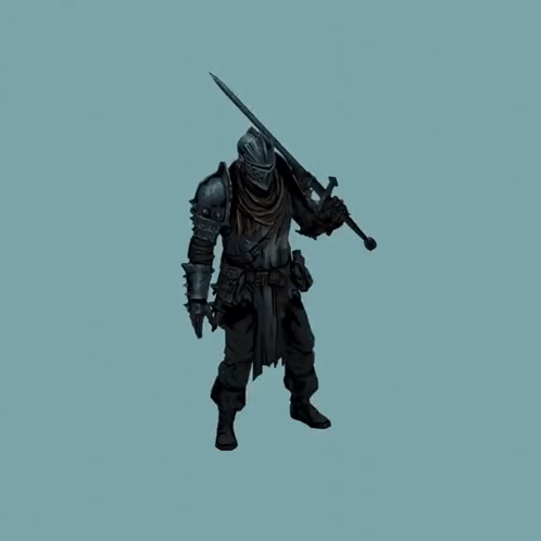 A Knight In Armor Is Holding A Sword GIF