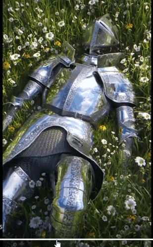 A Knight In Armor Is Laying In The Grass GIF
