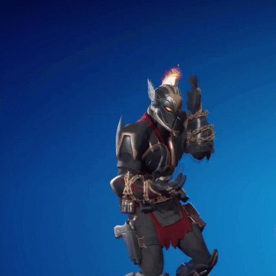 A Knight With A Flame On His Helmet Is Holding A Gun GIF