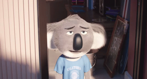 A Koala Bear Wearing A California Shirt Looks Sad GIF