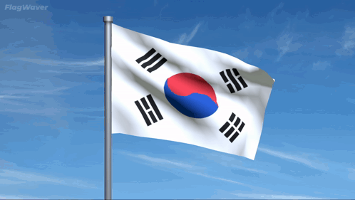 A Korean Flag Waving In The Wind With Flagwaver Written On The Bottom Right GIF