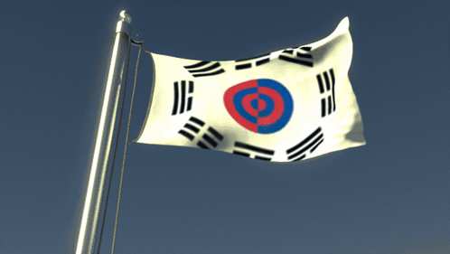 A Korean Flag With A Red And Blue Circle In The Middle GIF