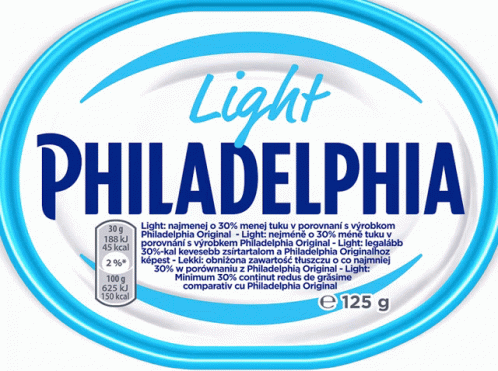 A Label For Light Philadelphia Cheese Says It Is 125 Grams GIF