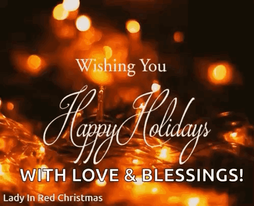 A Lady In Red Christmas Card Wishing You Happy Holidays With Love And Blessings GIF