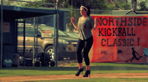 A Lady On A Kickball Ring GIF