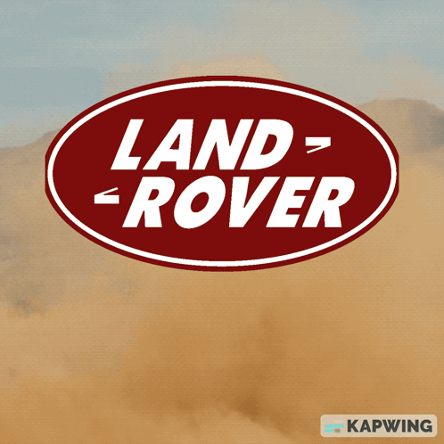 A Land Rover Logo With A Car Driving Through The Sand GIF