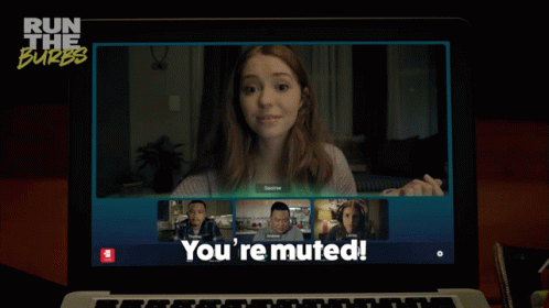 A Laptop Screen Says You 'Re Muted On The Bottom Right GIF