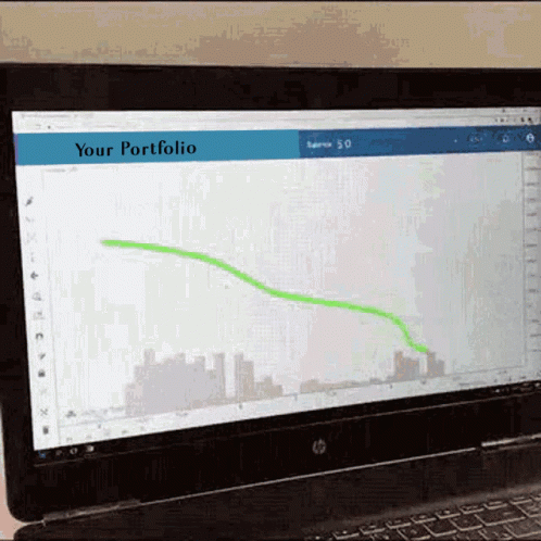 A Laptop Screen Shows A Graph And The Words " Your Portfolio " GIF