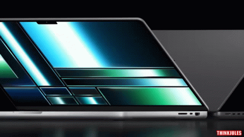 A Laptop With A Screen That Says Thinkjules On The Bottom GIF