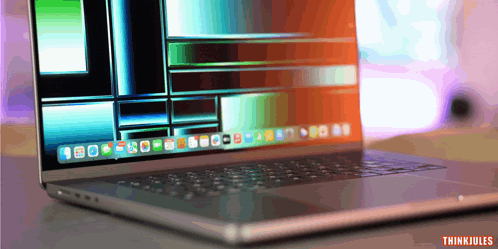 A Laptop With Thinkjules Written On The Bottom Left GIF