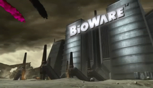 A Large Building That Says Bioware On It GIF