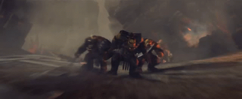 A Large Group Of Soldiers Are Fighting On A Hill GIF