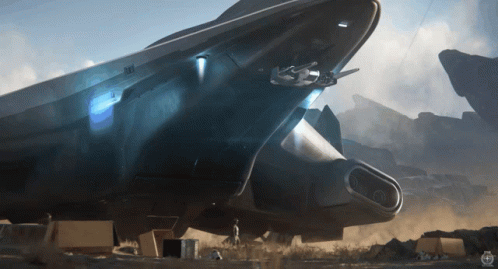 A Large Space Ship With The Number 111 On Its Side GIF