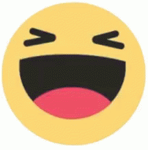 a laughing smiley face with its mouth open and eyes closed on a white background .