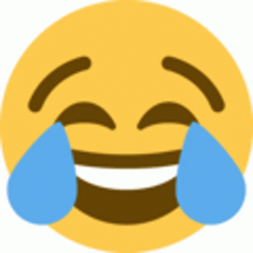 A Laughing Smiley Face With Tears Coming Out Of Its Eyes . GIF