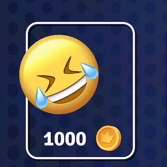 A Laughing Smiley Face With Tears Coming Out Of Its Eyes Is Next To A Coin That Says 1000 GIF