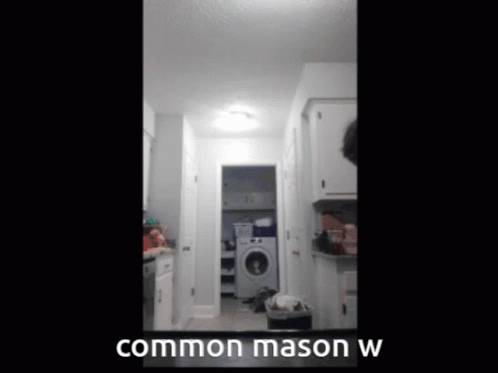 A Laundry Room With A Washer And Dryer And The Words Common Mason W On The Bottom GIF