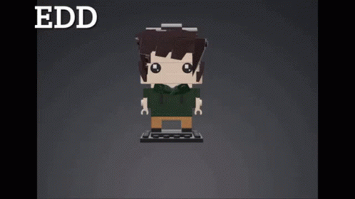 A Lego Block Of A Girl With Red Hair And A Purple Shirt GIF