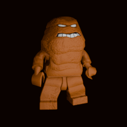 A Lego Figure With A Beard And Big Teeth Is Standing In A Dark Room GIF