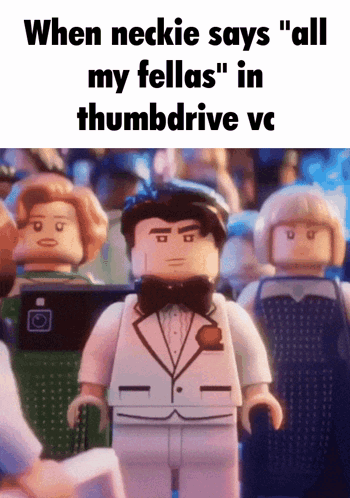 A Lego Man In A Tuxedo Says " All My Fellas " GIF