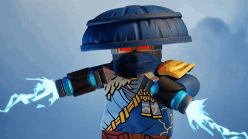 A Lego Ninjago Character With A Sword And A Helmet GIF