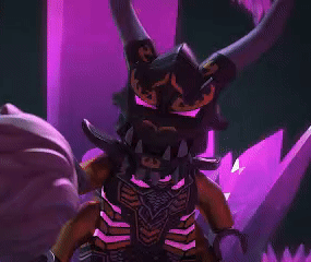 A Lego Ninjago Character With Horns And A Skull On His Chest GIF