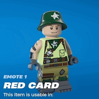 A Lego Soldier Is Holding A Red Card That Says " Red Card " On It GIF