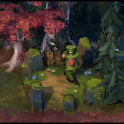 a leprechaun in a top hat is standing in a forest