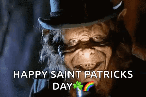 A Leprechaun Is Wearing A Top Hat And Smoking A Cigarette And Says Happy Saint Patrick 'S Day GIF