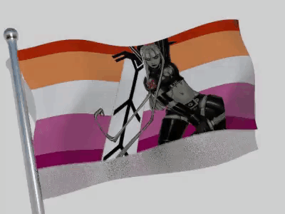 A Lesbian Flag With A Woman On It GIF