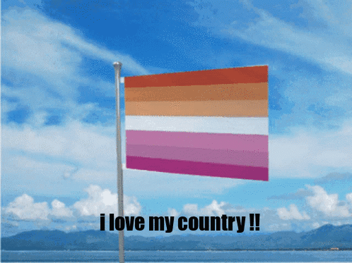 A Lesbian Flag With The Words I Love My Country On The Bottom GIF