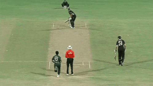 A Lg Ad Is On The Side Of A Cricket Field GIF