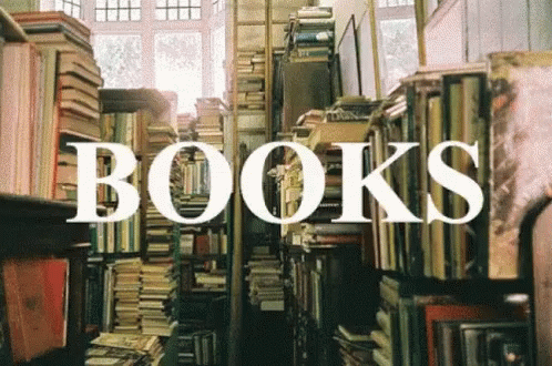 A Library Filled With Lots Of Books And The Word Books On The Top GIF