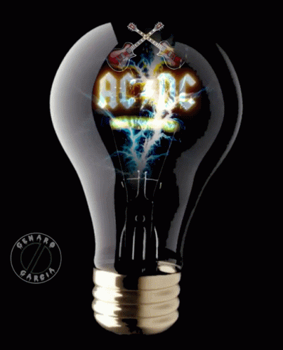A Light Bulb With The Ac Dc Logo Inside GIF