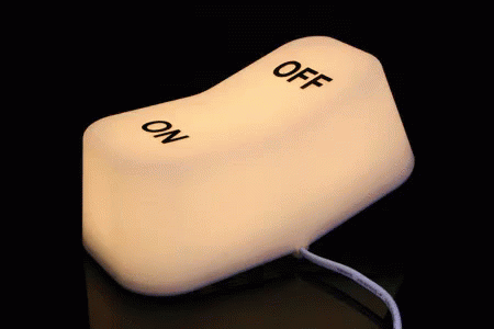 A Lighted Off And On Switch With A Cord Attached GIF