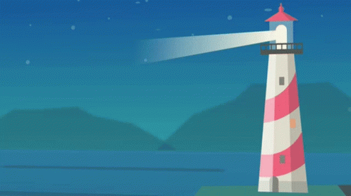 A Lighthouse On A Cliff Overlooking The Ocean GIF