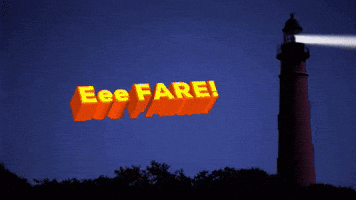 A Lighthouse With A Sign That Says " Eee Fare " GIF